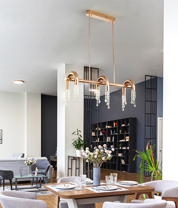 로드레 크리스탈 펜던트 식탁조명 LED30W 골드,크롬